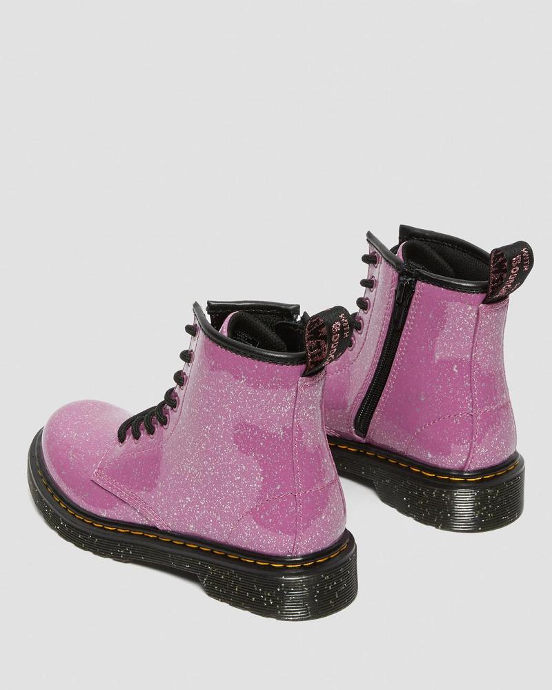 Kids' Dr Martens Junior 1460 Glitter Lace Up Boots Pink | AU 677SGL